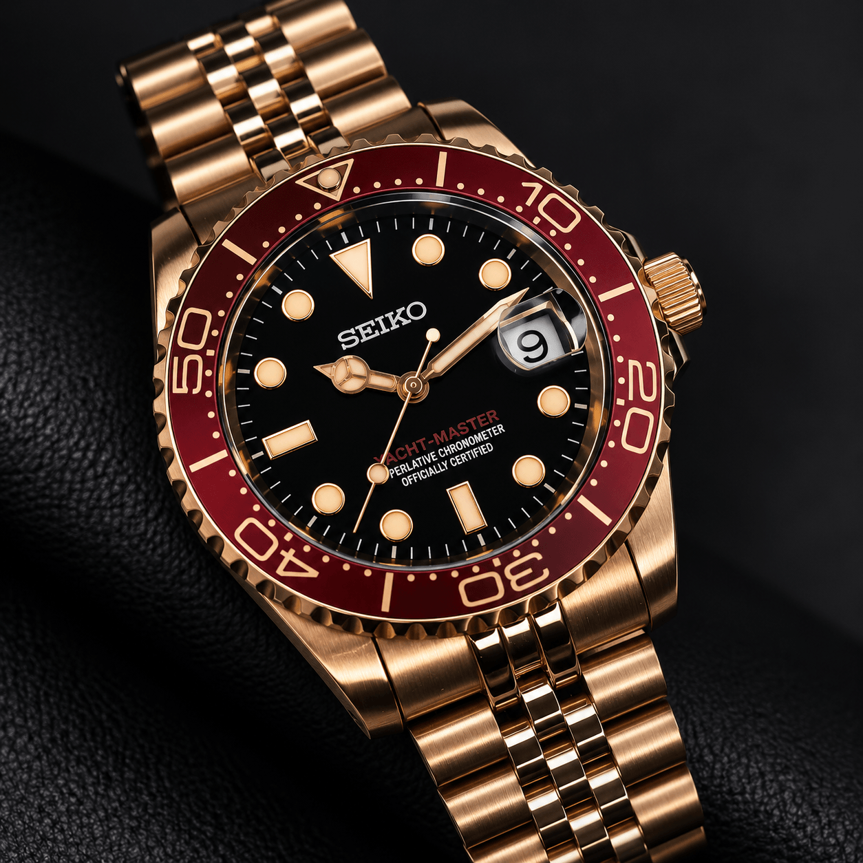 Yacht-Master Style Vermelho/Bordô (Burgundy) sobre pedra escura